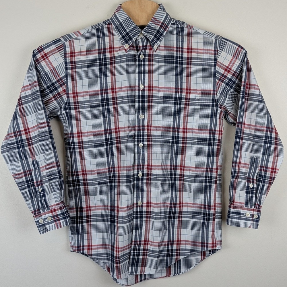 Brooks Brothers Madison Shirt Mens Small Red White‎ Blue Plaid Supima Cotton - Picture 3 of 11